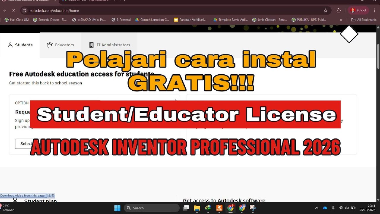 Cara Instal Autodesk Inventor Professional Gratis - Student/Educator License