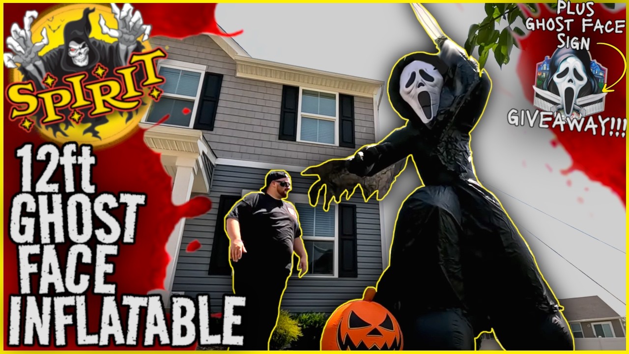 GIANT Ghost Face Inflatable! | Unbox, set up & review Halloween 2025 plus GIVEAWAY!