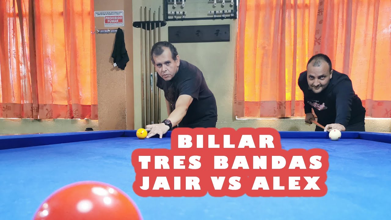 Billar a tres bandas, billiard to three bands, partida Jair vs. Alex, taco, tiza, guante, @TVdigital