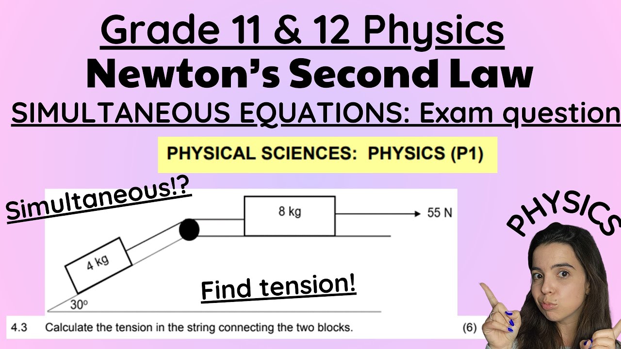 Newton's Second Laws simultaneous equations EXAM QUESTION