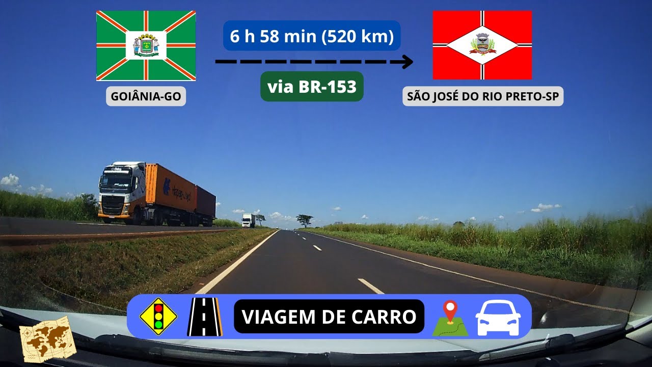 Viagem de Carro | via BR-153 | Goiânia-GO x São José do Rio Preto, São Paulo