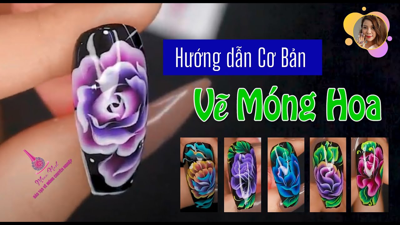 Hướng dẫn vẽ cọ bản nail xinh nâng cao | nga mona nail