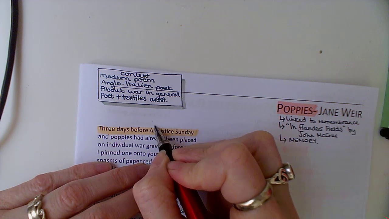 Power and Conflict anthology for AQA GCSE English Literature: Poppies by Jane Weir