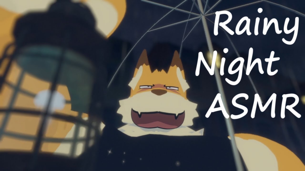 ASMR furry RAINY  BINAURAL night walk! sleep and relax