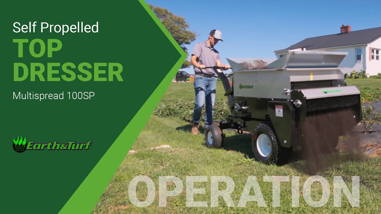 MultiSpread 100SP Spreading Action! Self Propelled Top Dresser From Earth & Turf! Operation Video