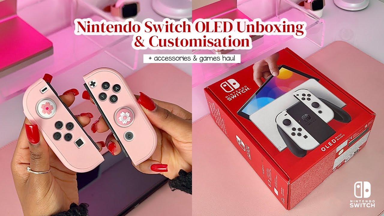 Nintendo Switch OLED Unboxing & Customisation 🌸💘