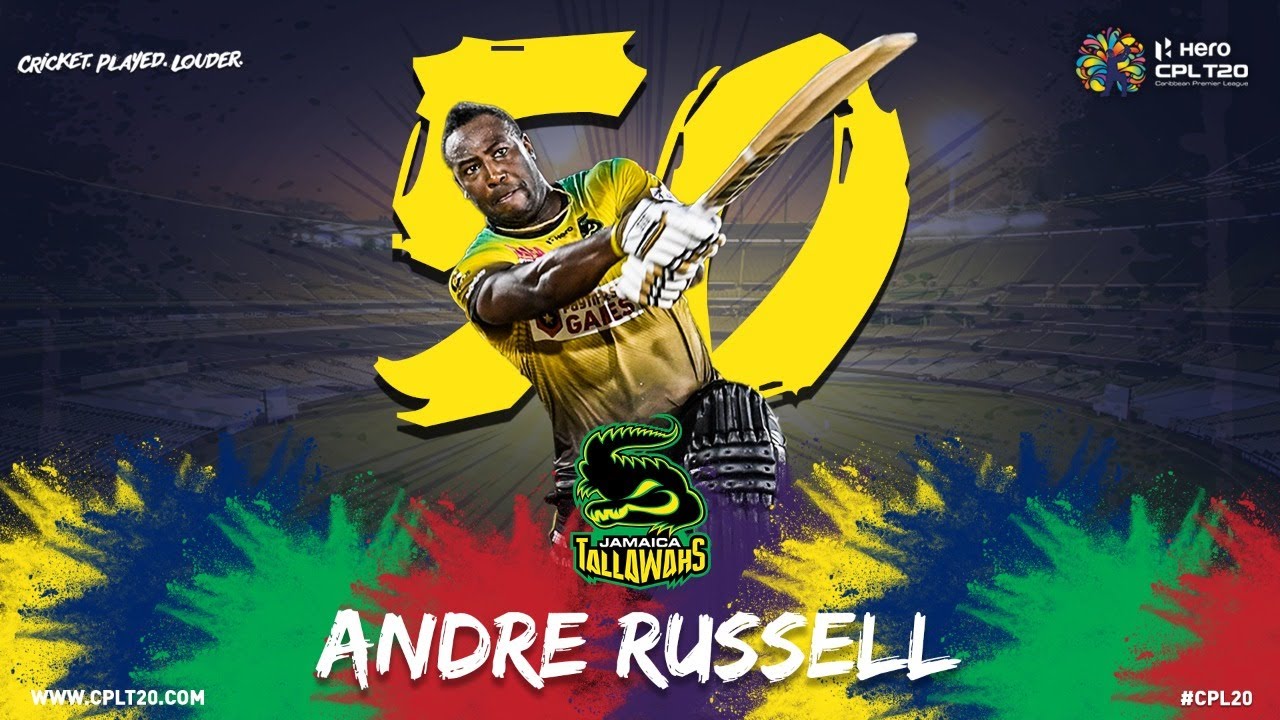 FIFTY CLUB | ANDRE RUSSELL | #CPL20 #JTvTKR #FiftyClub #CricketPlayedLouder