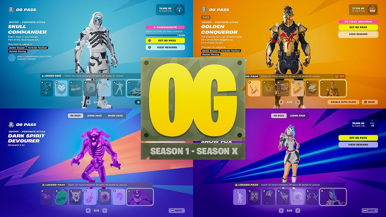 All OG Fortnite Passes (Season 1 - Season X)