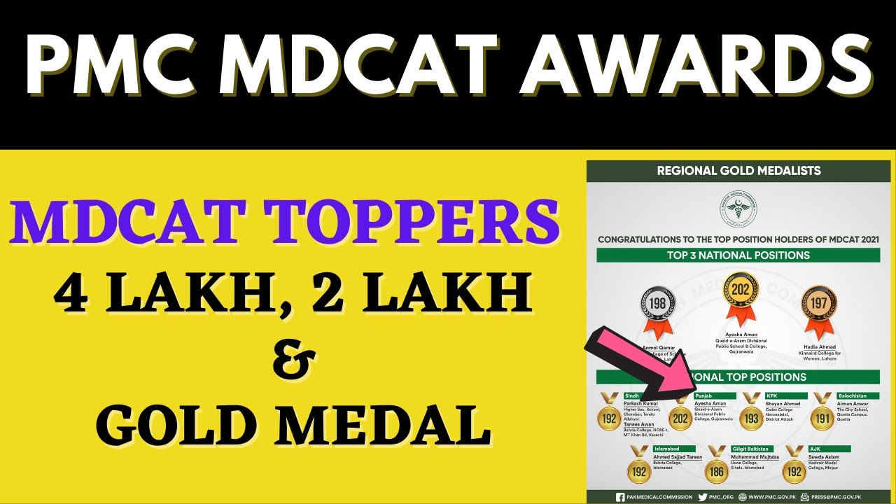 PMC MDCAT Todays Toppers Gold Medal award Ceremony 2021 | PMC Latest News | PMC MDCAT NLE MERIT
