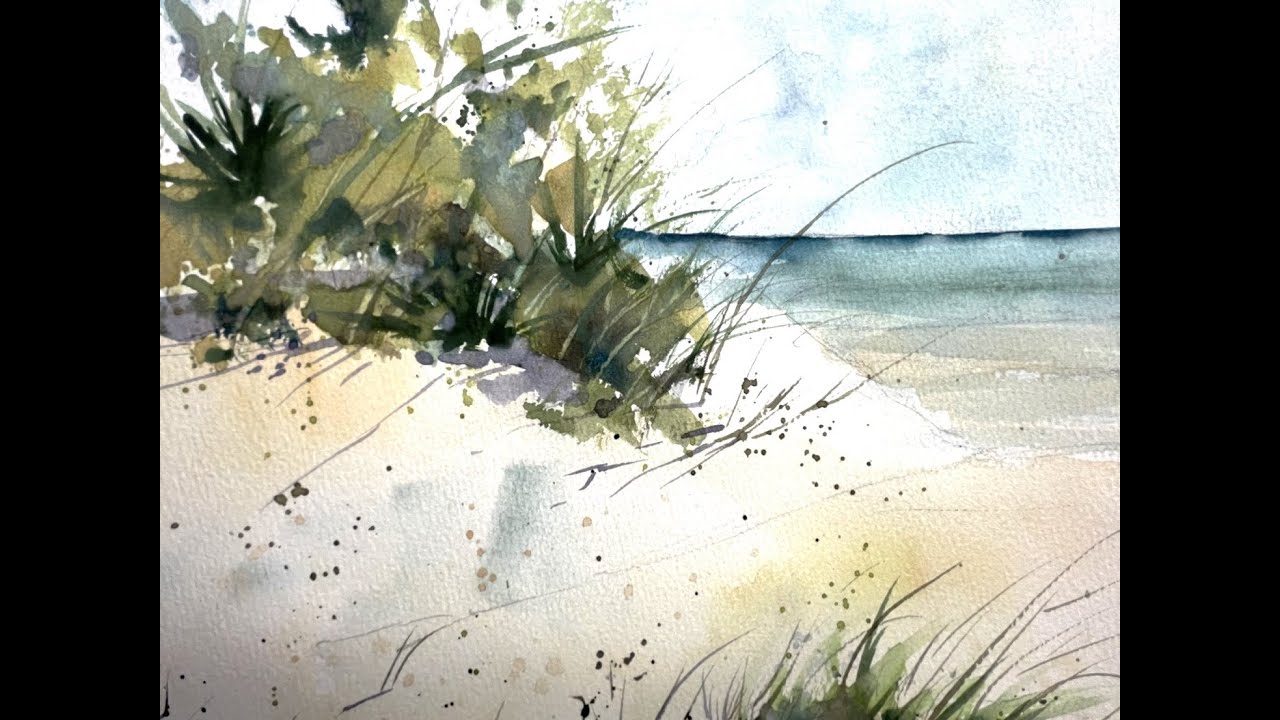 Extreme Beginners   How to Paint Sand Dunes, Beach & Oceans in Watercolor