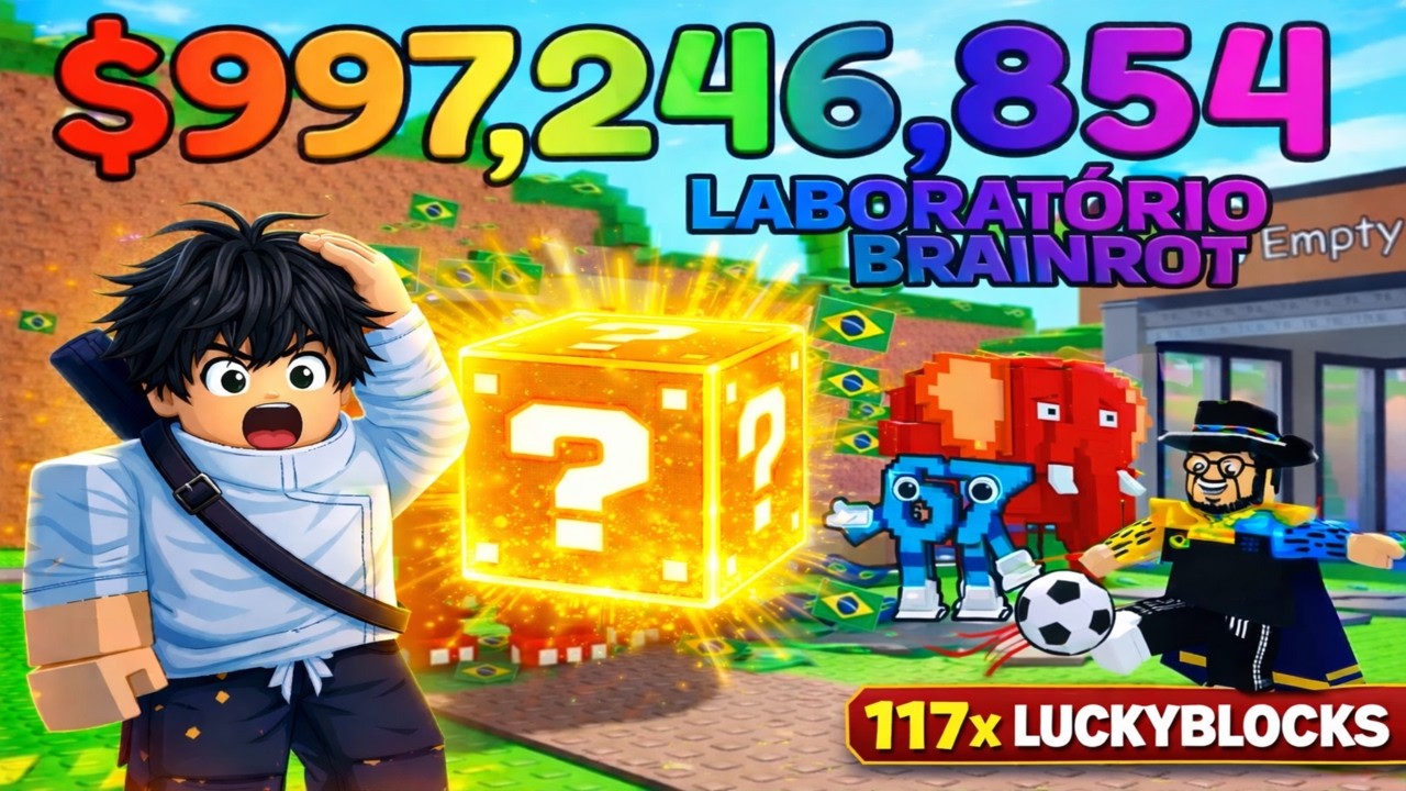 Abri 117 LUCKY BLOCKS no Brainrot Laboratory… e isso aconteceu