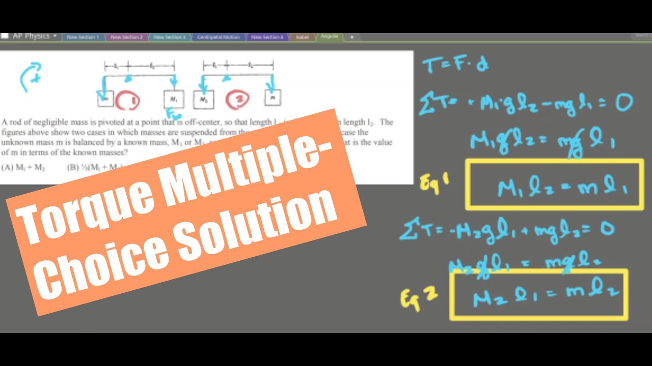 Torque Equilibrium Problem Explained for College Physics