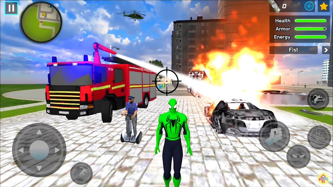 Spider Rope Hero Ninja Gangster Crime Fire Truck Rescue at Vegas City #27 - Android Gameplay