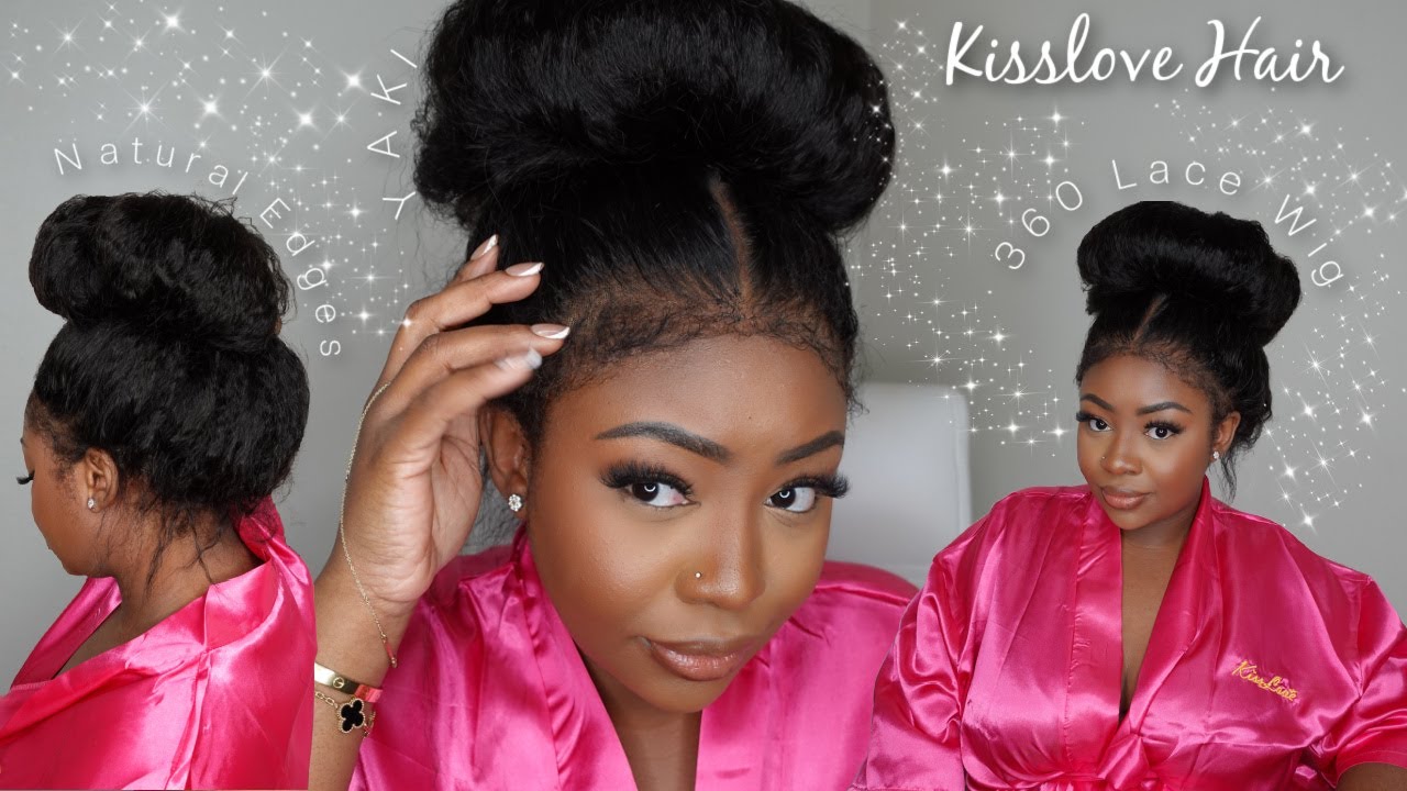 KISSLOVE KINKY STRAIGHT (WITH NATURAL EDGES) 360 LACE WIG INSTALL FOR BEGINNERS