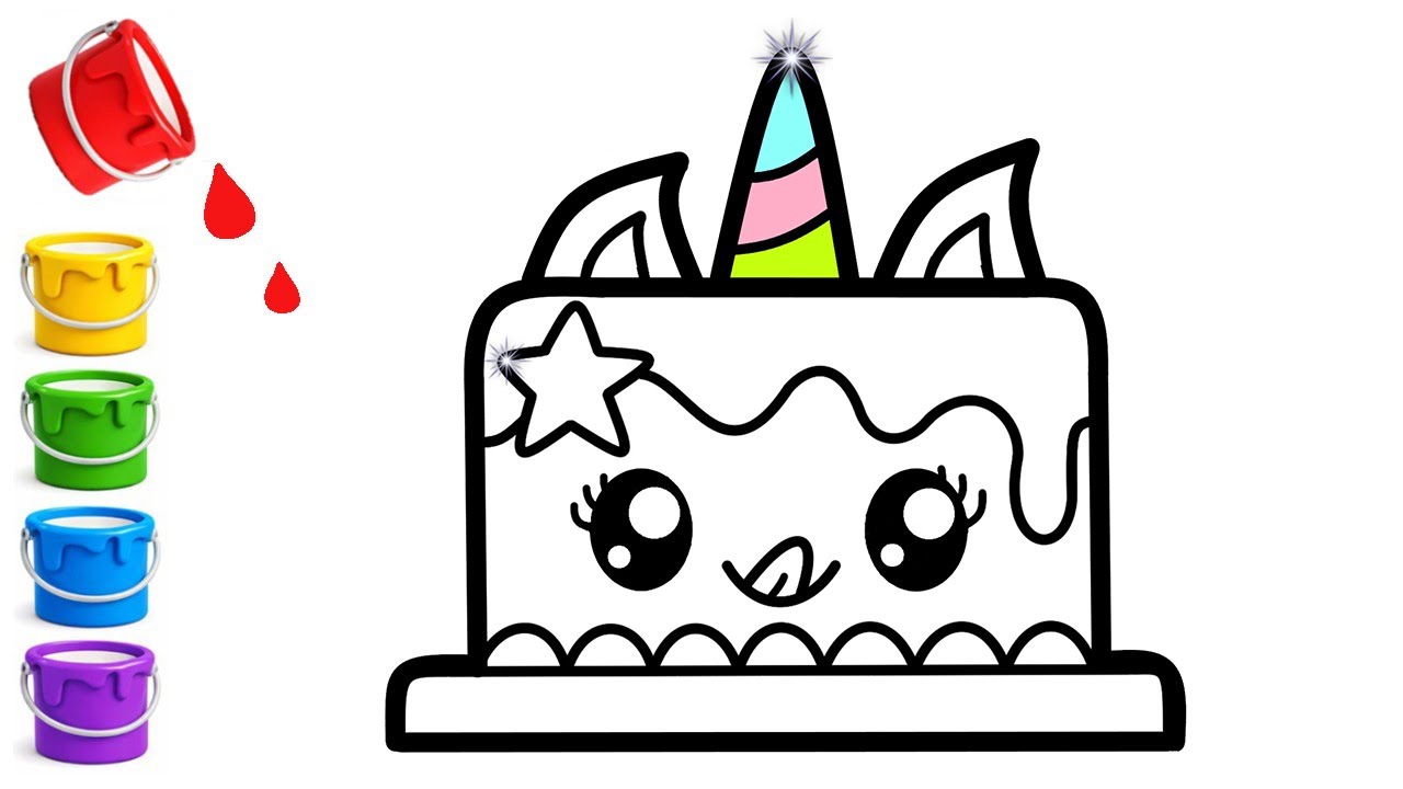 Нарисуйте и раскрасьте торт-единорога 🦄🎂 | Простой рисунок для детей