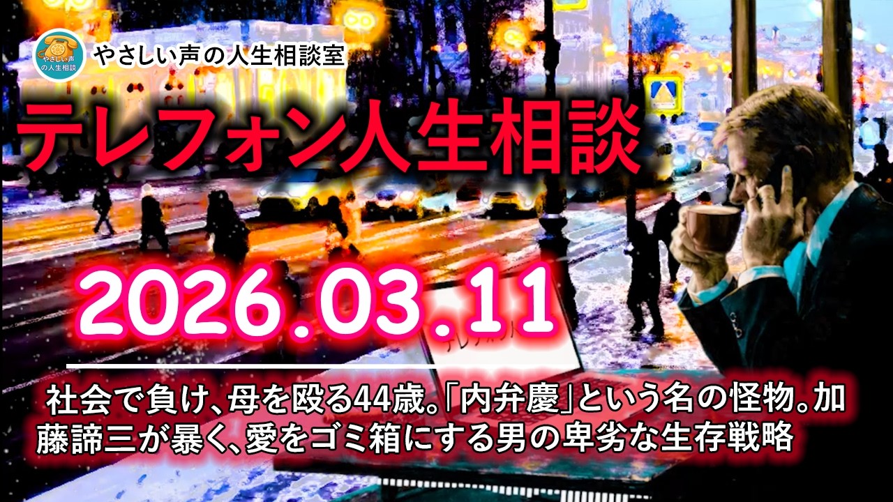 【テレフォン人生相談 🎙️】 社会で負け、母を殴る44歳。「内弁慶」という名の怪物。加藤諦三が暴く、愛をゴミ箱にする男の卑劣な生存戦略