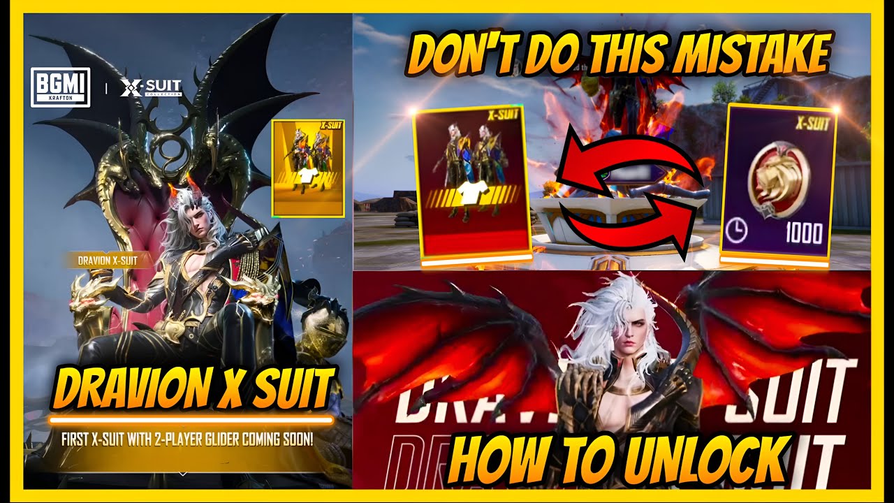 🔥DRAVION X-Suit BGMI l New X-suit release date l Unlock Trick and Full guide l How to get new X Suit