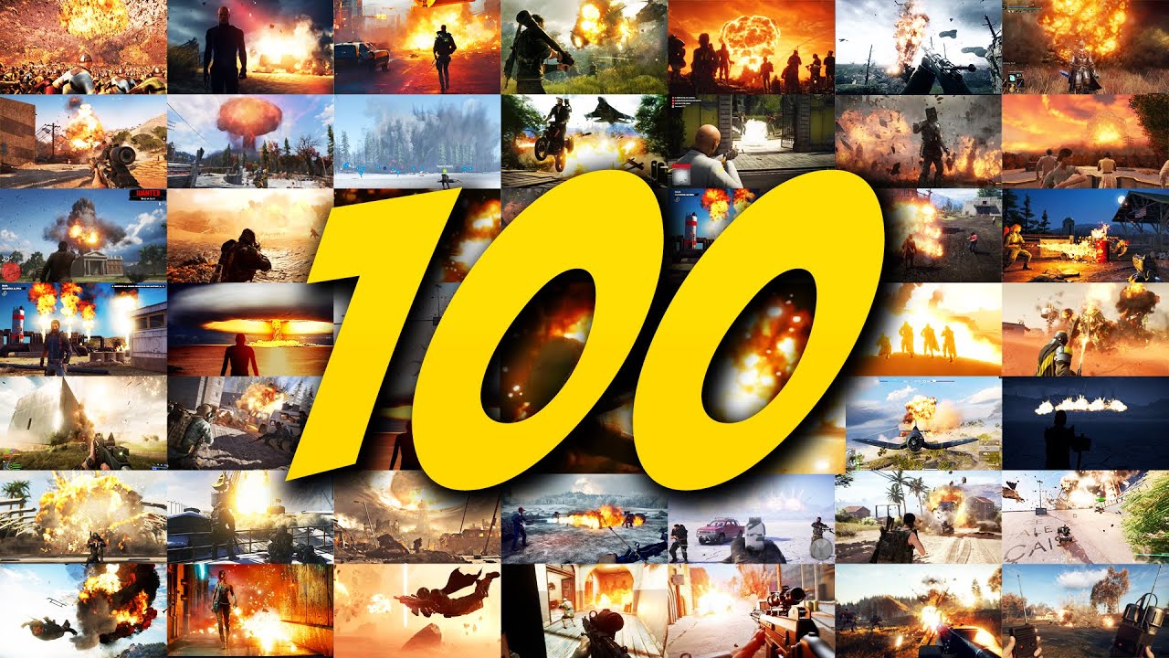 100 Gaming Explosions but they get increasingly bigger