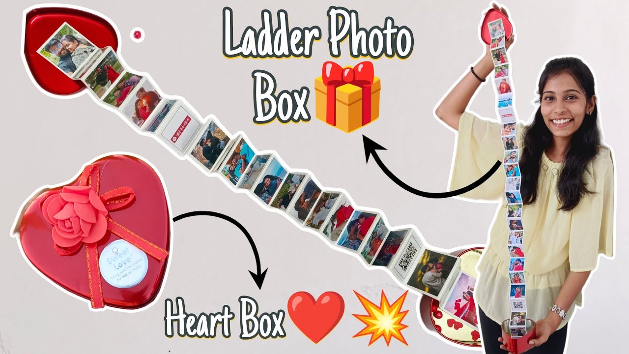 How to make Heart Ladder Box 🎁| DIY Photo Pull Out Box | Using Heart Tin Box 🫶🏻| DIY Surprise Box