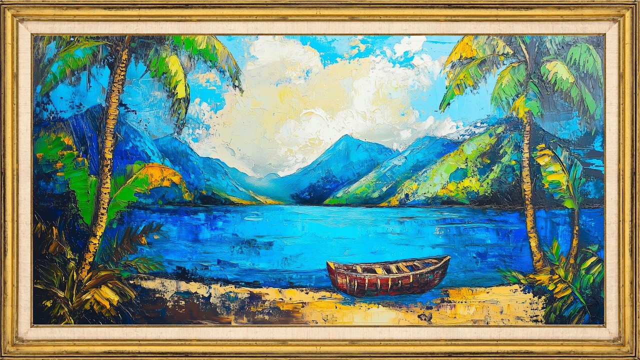 Tropical Lake Paradise 🌴 Framed Wall Art Screensaver (2 Hours) | Relaxing TV Frame Art in 4K