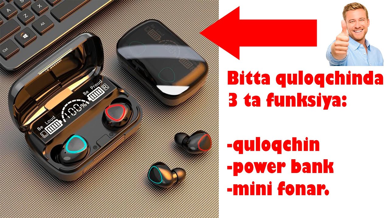 Simsiz quloqchinlar M10 Power bank bilan #onlineshop #gadjetlar #elektronoka