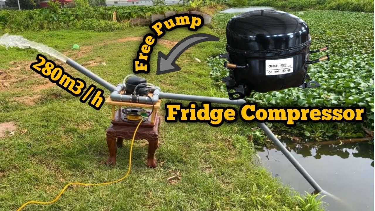 I turn fridge compressor into a water pump speed 280m3/ hour