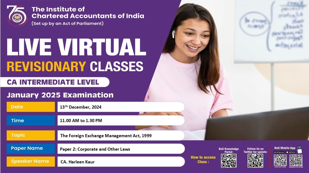 Intermediate Paper 2:COL | Topic: The Foreign Exchange Management Act...| Session 1 | 13 Dec, 2024