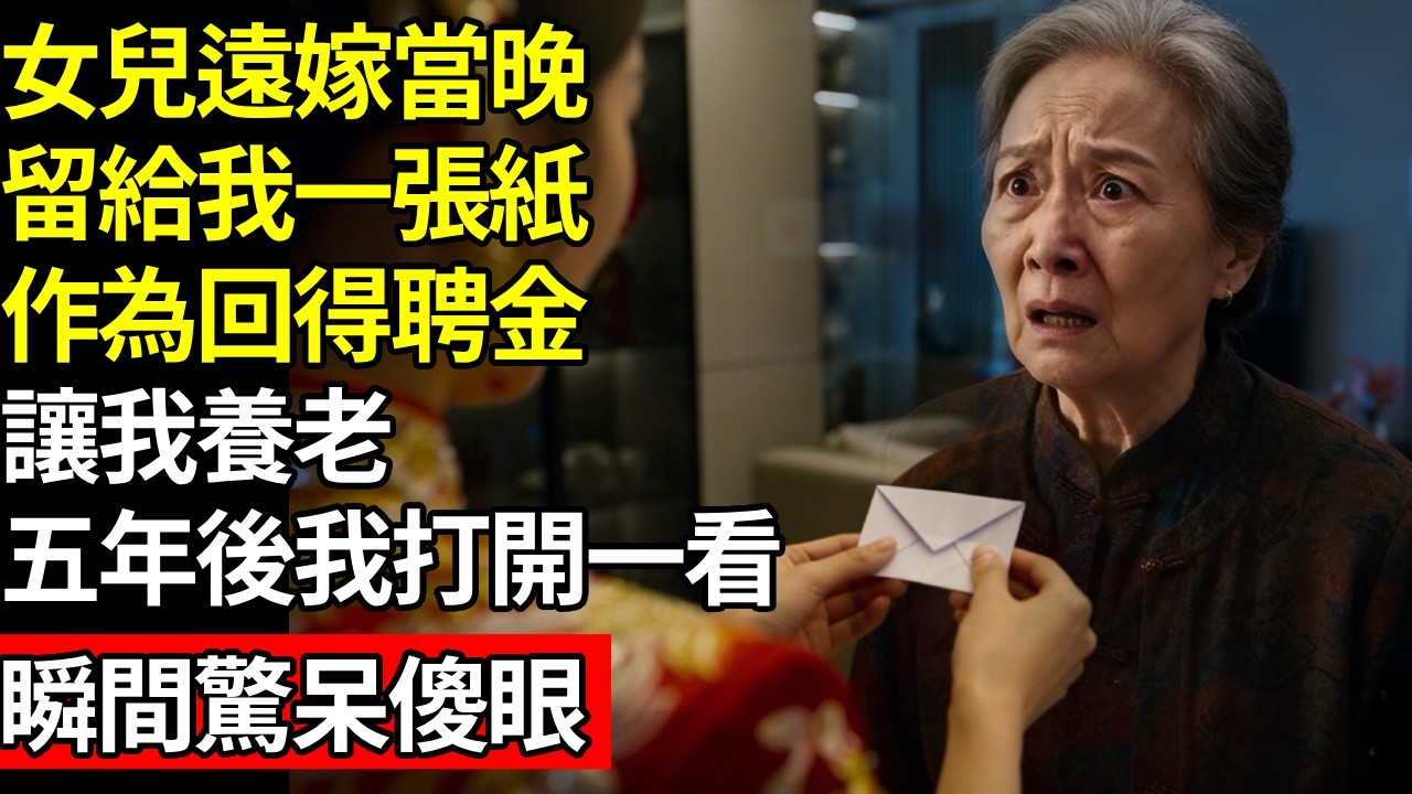 女兒遠嫁當晚，留給我一張紙，作為回得聘金，讓我養老，五年後我打開一看，瞬間驚呆傻眼，竟然是...# 養老 #人間家事# 晚年真相#不肖子孫
