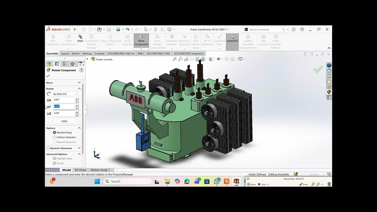 Project #1 - 33 MVA Substation 69 kV / 13.8 kV: Power Transformer Part 6 - OLTC and Final 3D Render