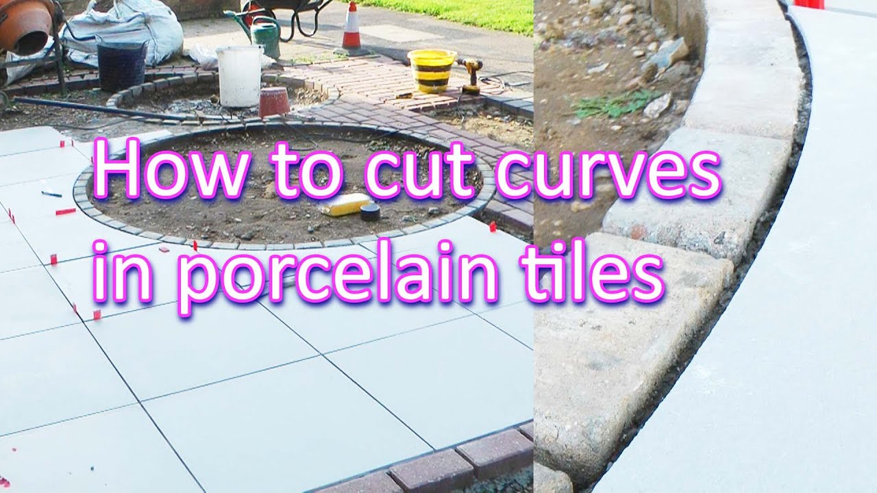Cutting curves in porcelain ceramic large outdoor tiles  - how to