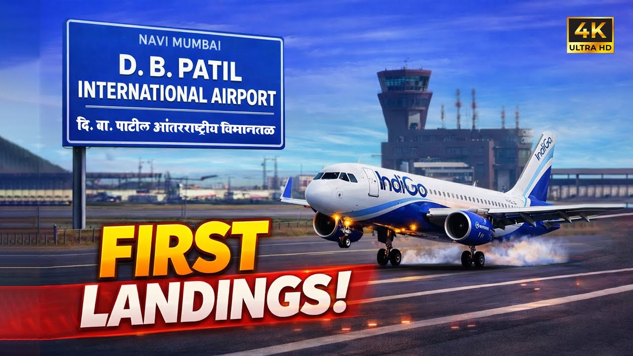 Navi Mumbai Airport FIRST LANDINGS &ndash; A Historic Moment for Indian Aviation | नवी मुंबई विमानतळ | 4K