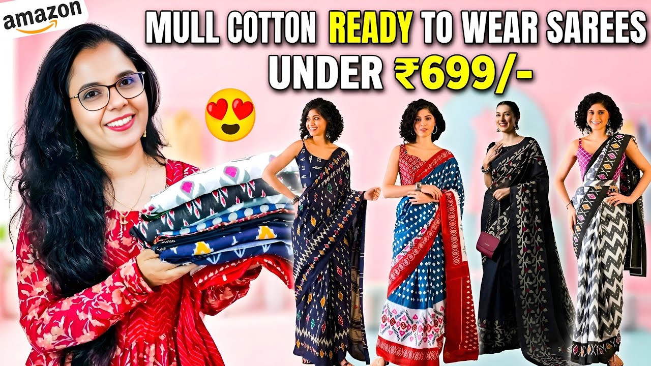 🌸ikkatha Handloom Mull Cotton Ready to wear Sarees ☀️|Summer కోసం చల్లని మెత్తటి కాటన్ చీరలు ♥️|