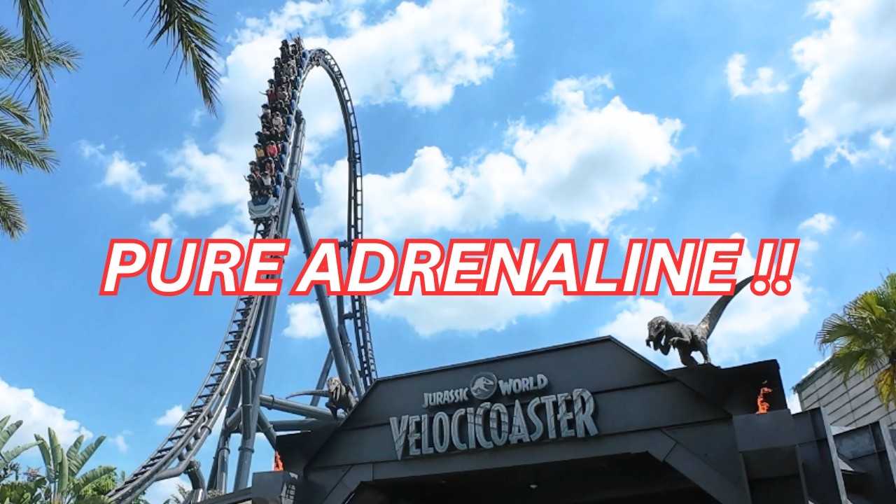 VelociCoaster is INSANE! 🦖 (Best Off-Ride Views 4K)