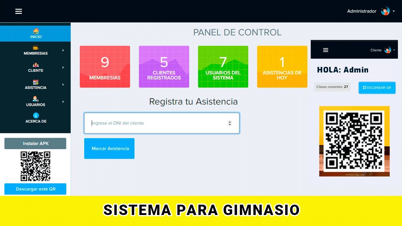 Sistema web para Gimnasio hecho en PHP(Laravel) y MySQL 