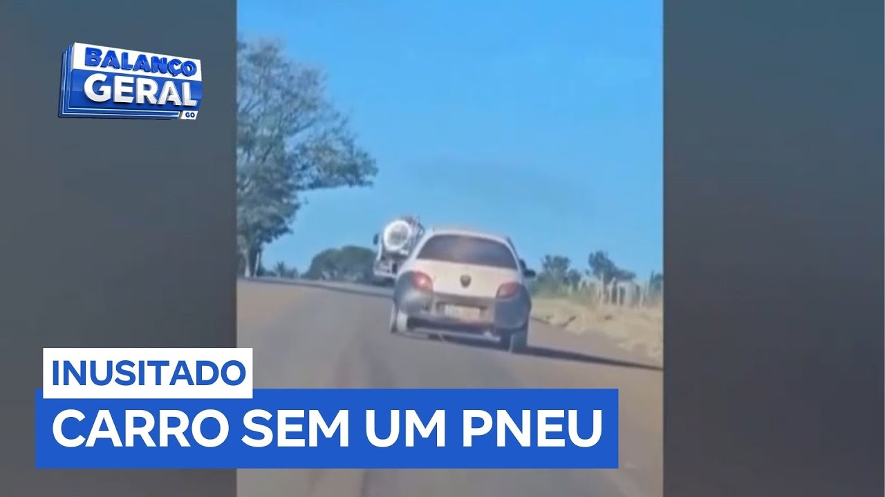 Carro é flagrado circulando sem um dos pneus na GO-210