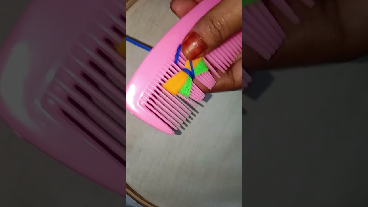 Super easy woolen flower making trick with haircomb 🌺🌺