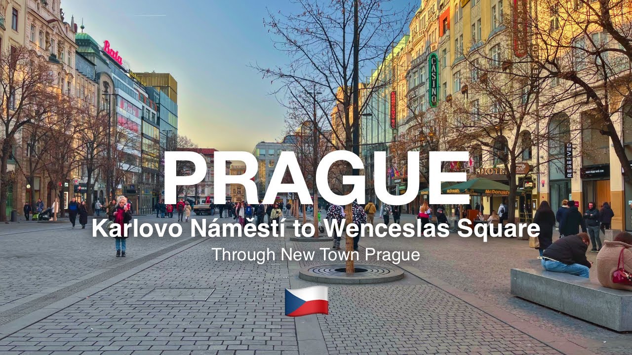 Exploring New Town Prague 🇨🇿 | From Karlovo Náměstí to Wenceslas Square in 4K HDR ASMR