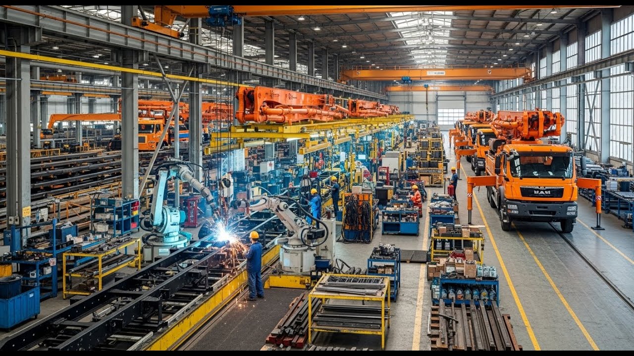 Concrete Pump Factory Tour 🏗️ Precision Hydraulic Boom System Assembly – Construction Equipment