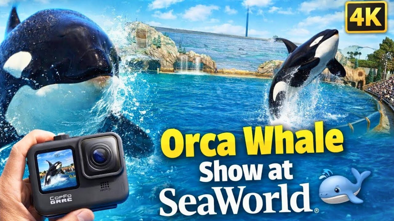 Giant Orca Splashes Crowd at SeaWorld | 4K