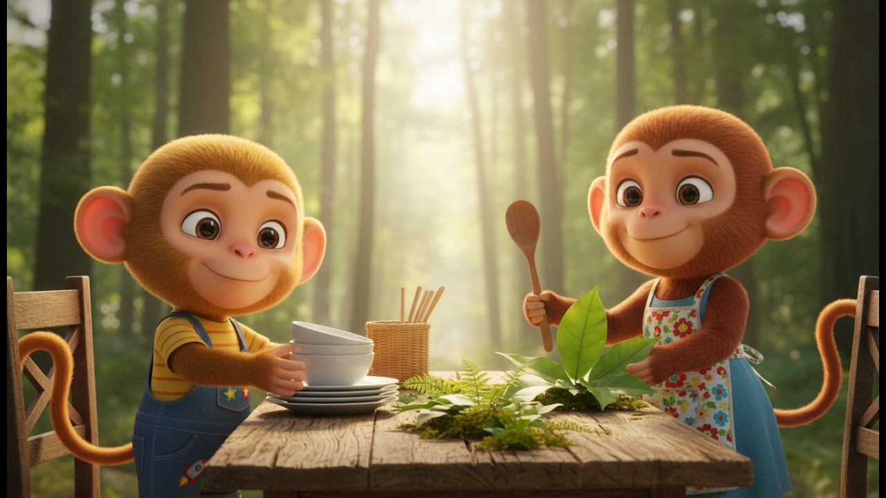 Kids chores: Sunny helps her mother set the table