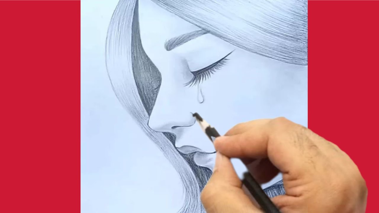 كيفية رسم فتاه حزينه بالقلم الرصاص خطوه بخطوه للمبتدئين|رسم بنات سهل|رسم فتاه حزينه بالرصاص|رسم بنات