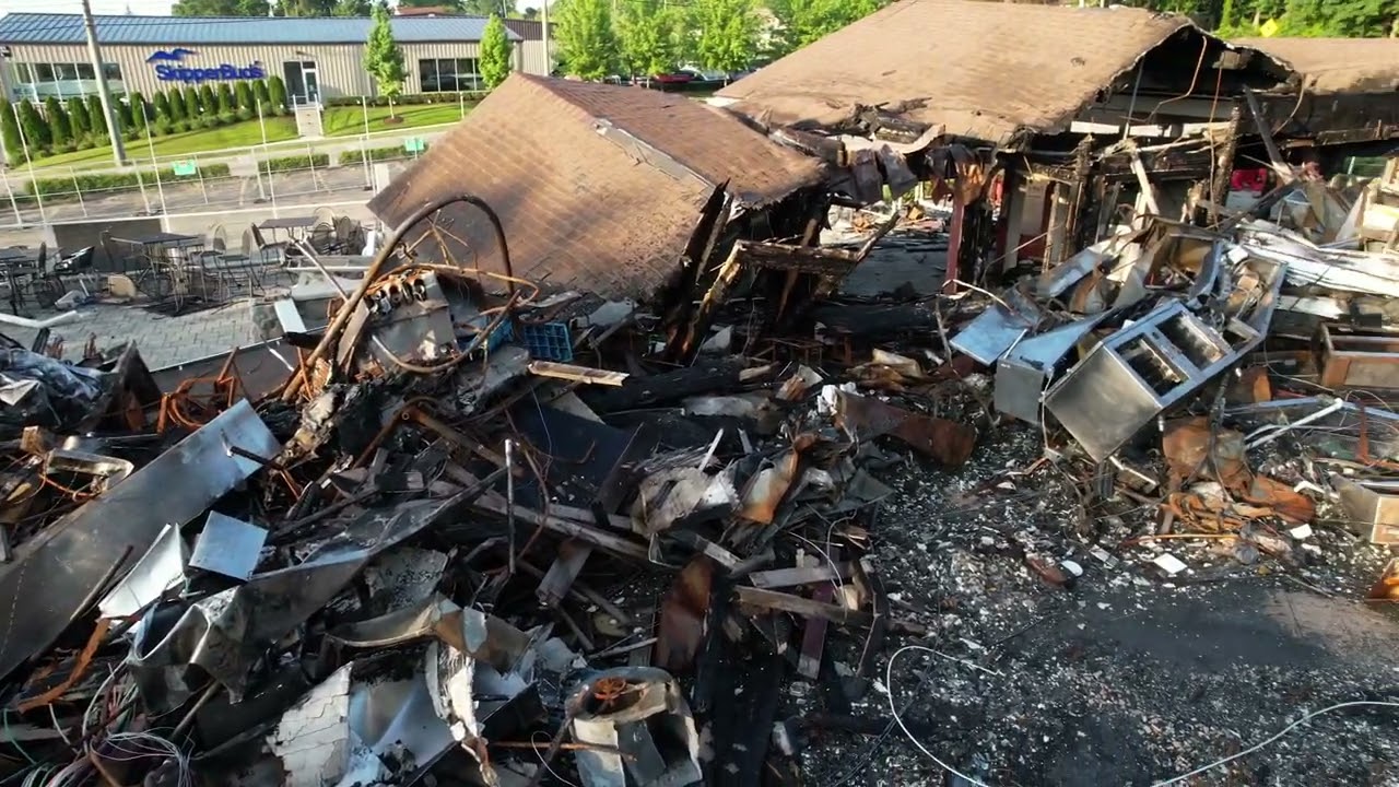 Fork N Pint Damage - Inside the Fence  and aerial drone view