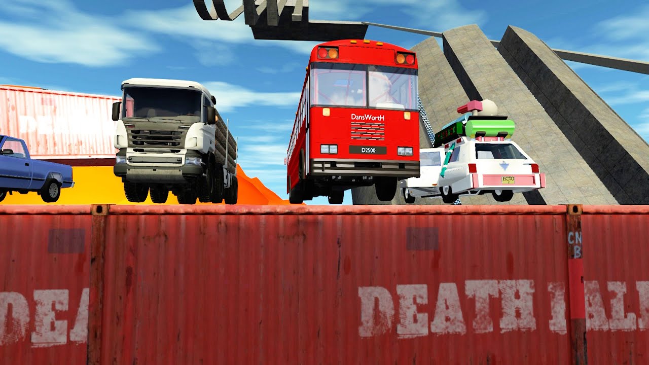 CARS VS DEATH FALL 🚌🚗🚒  - BeamNG drive
