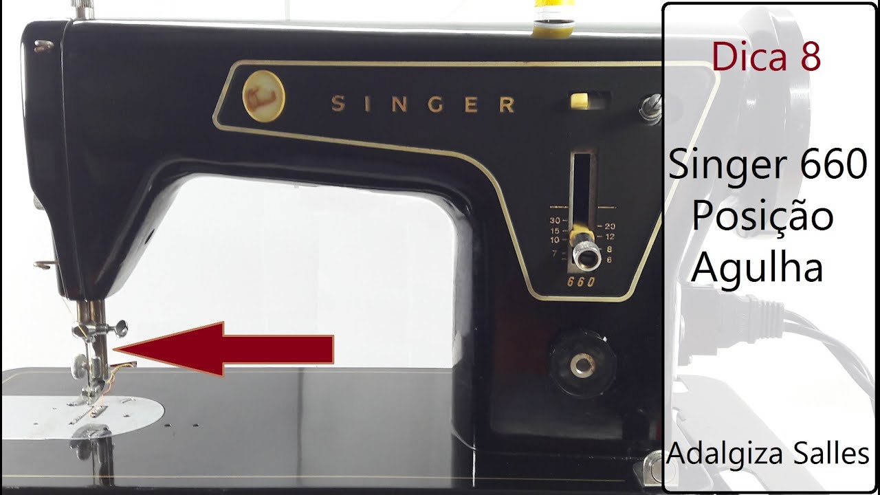 Dica 08 Como colocar a agulha na máquina de costura doméstica reta Singer 660 antiga #costura