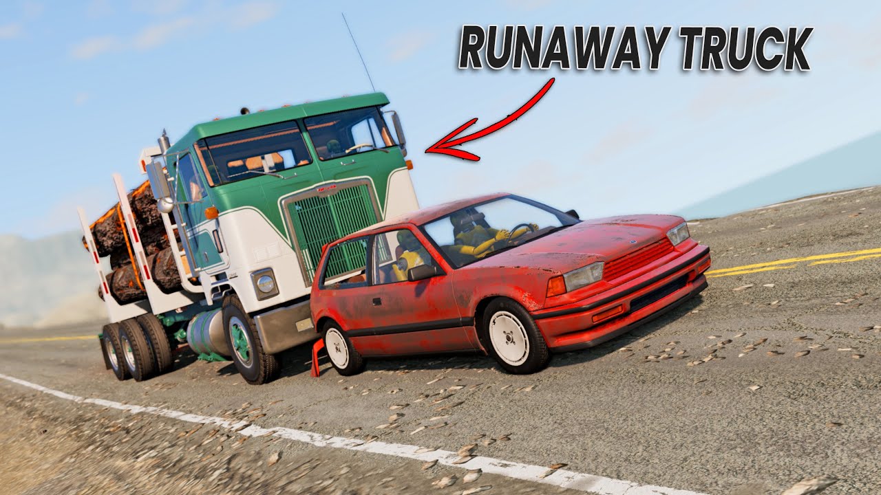 BeamNG Drive - Trying To Stop BigRig With Brake Failure Using A Car