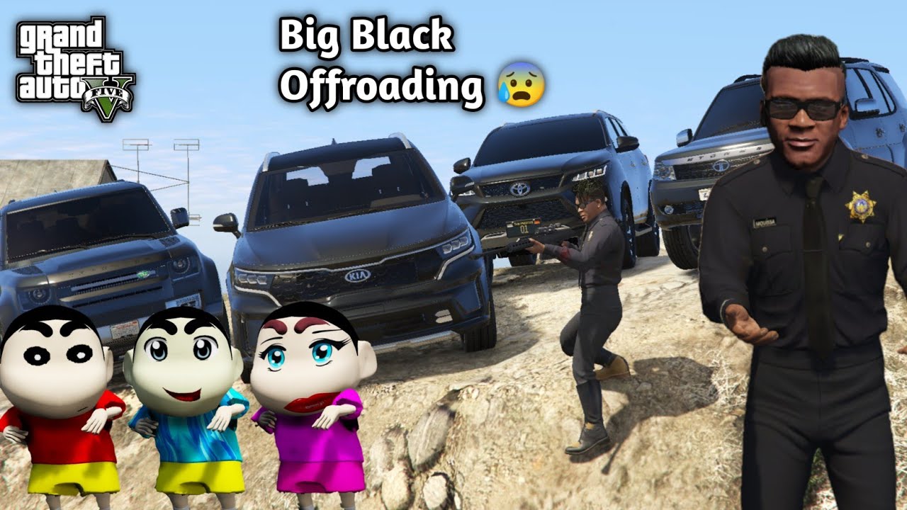 GTA5: All SUVs Black Mafia Off-road On Hills😰With Shinchan To Seperate His Car😰Himawari Cry |Ps Game
