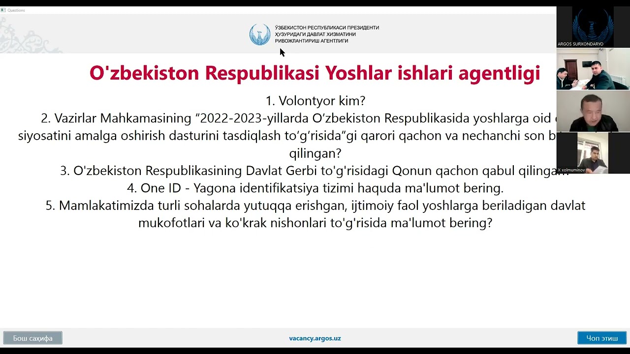 Yoshlar agentligi Qumqo'rg'on tumani bo'limi - 09.02.2024
