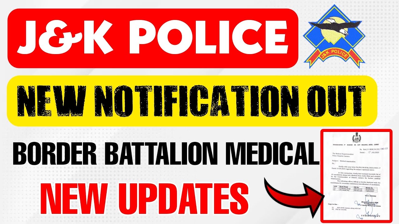 JK Police New Notification out | jkp border battalion medical test new list