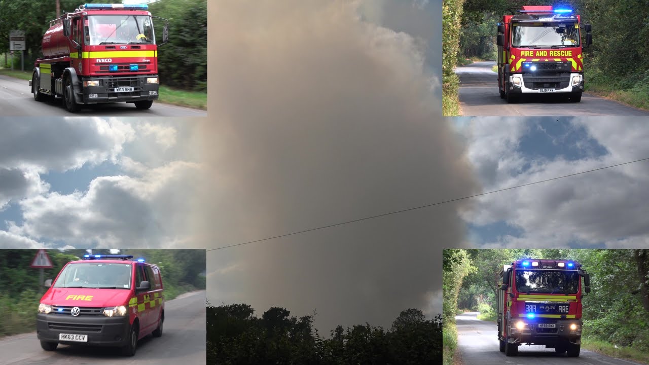 Fire crews battle a large heath fire in Holt Heath