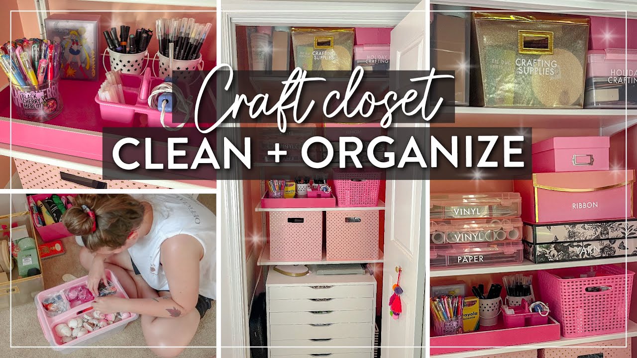 Craft Closet Organization | Craft Supplies Declutter | Cleaning my Craft Room